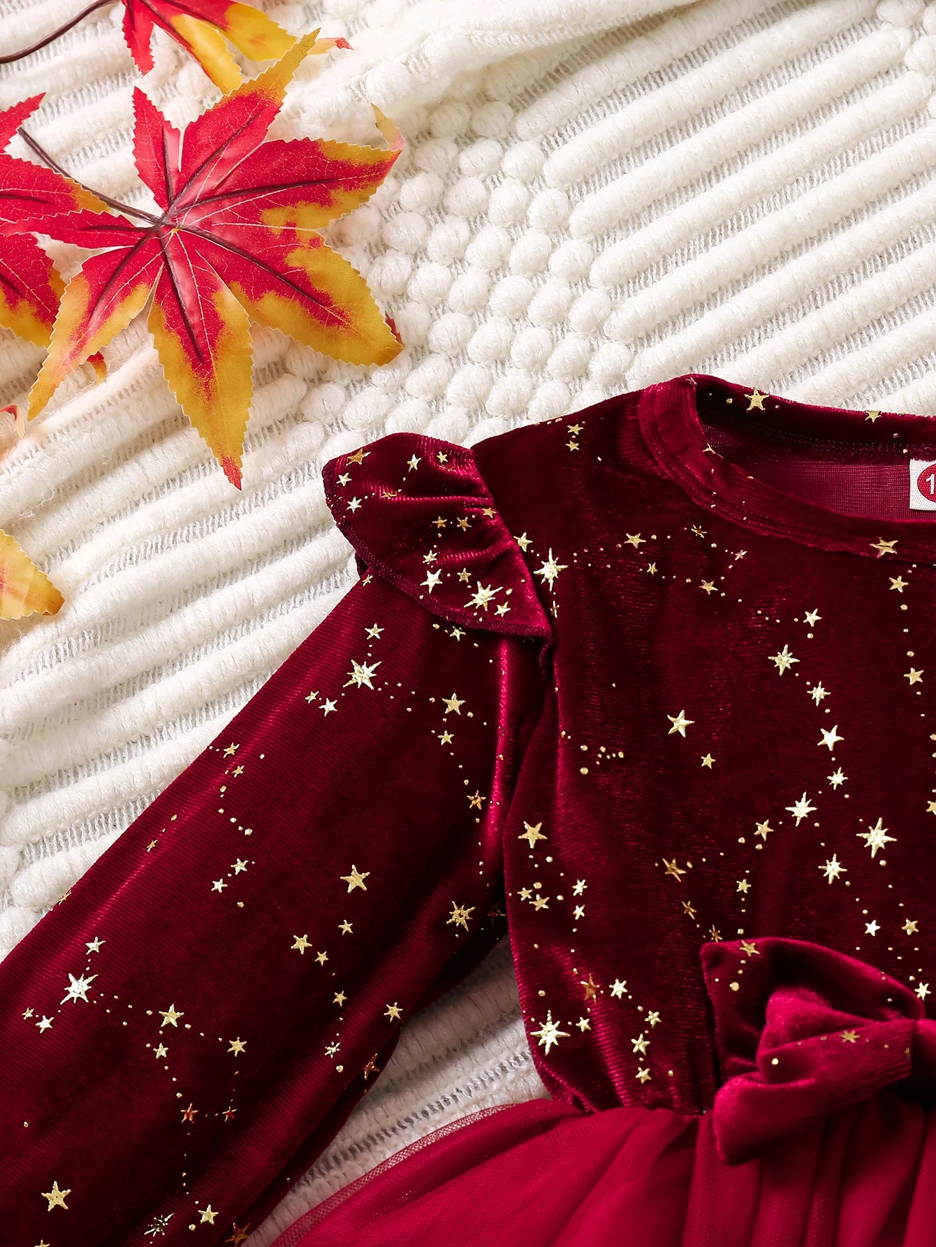 Vestido Infantil Festa Vermelho com Estampa de Estrelas e Saia de Tule