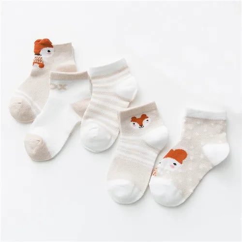 Kit 5 Pares de Meias Infantis com Estampa Animal – Conforto, Estilo e Diversão para os Pequenos