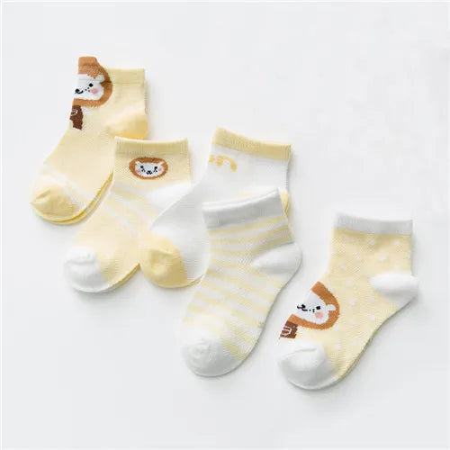Kit 5 Pares de Meias Infantis com Estampa Animal – Conforto, Estilo e Diversão para os Pequenos