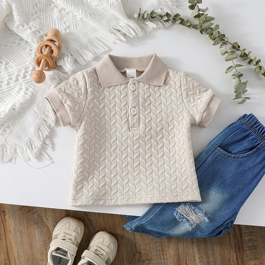 Camisa Polo Infantil Tricot Bege