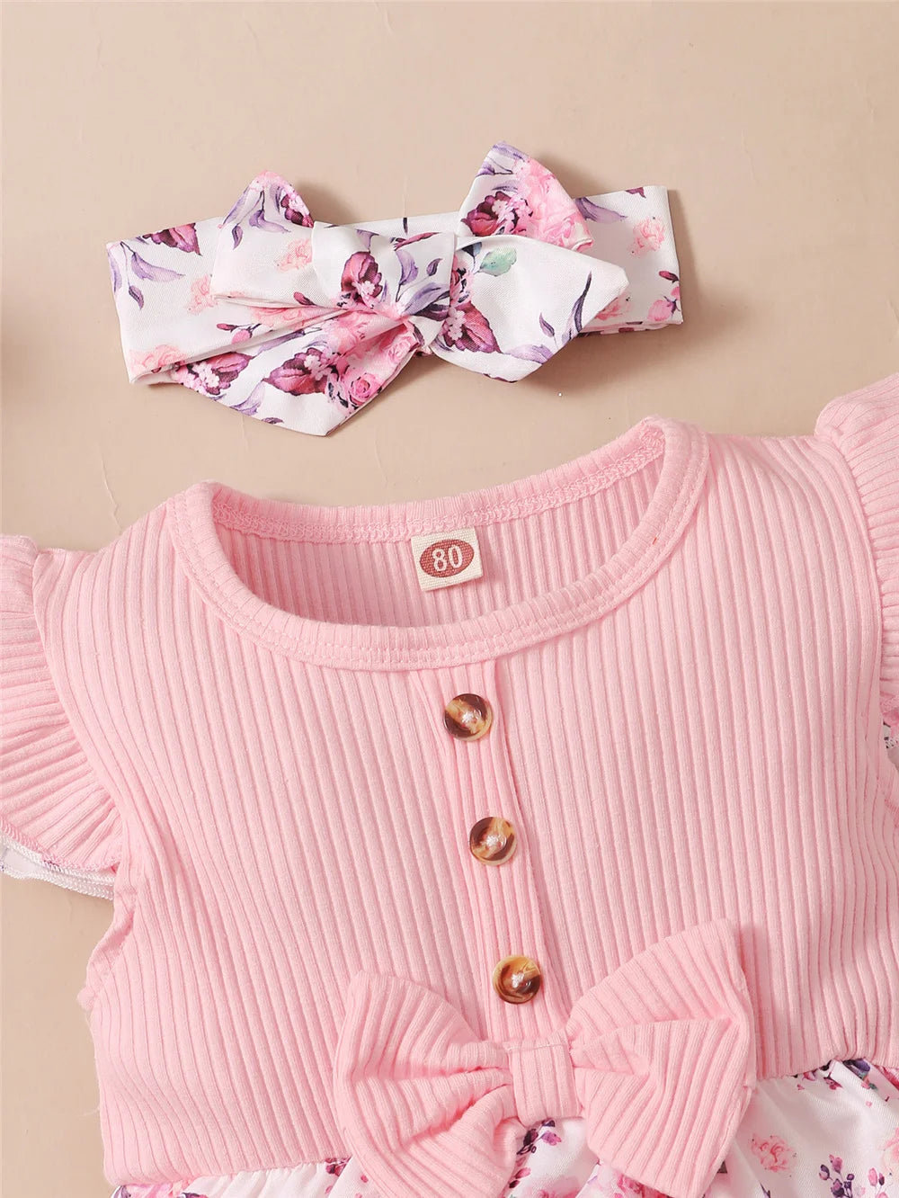 Macacão Vestido Infantil Feminino Floral com Faixa de Cabelo – Charme e Conforto para Bebês