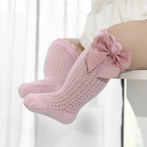 Meia Calça Infantil Missvi Tramada com Laço Lateral