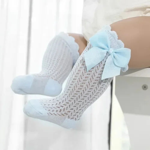 Meia Calça Infantil Missvi Tramada com Laço Lateral