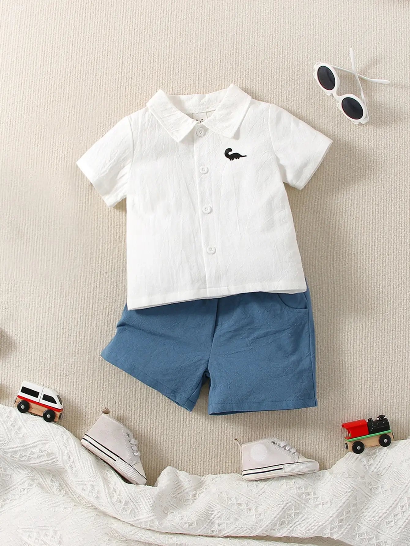 Conjunto Infantil Camisa Social e Shorts de Algodão