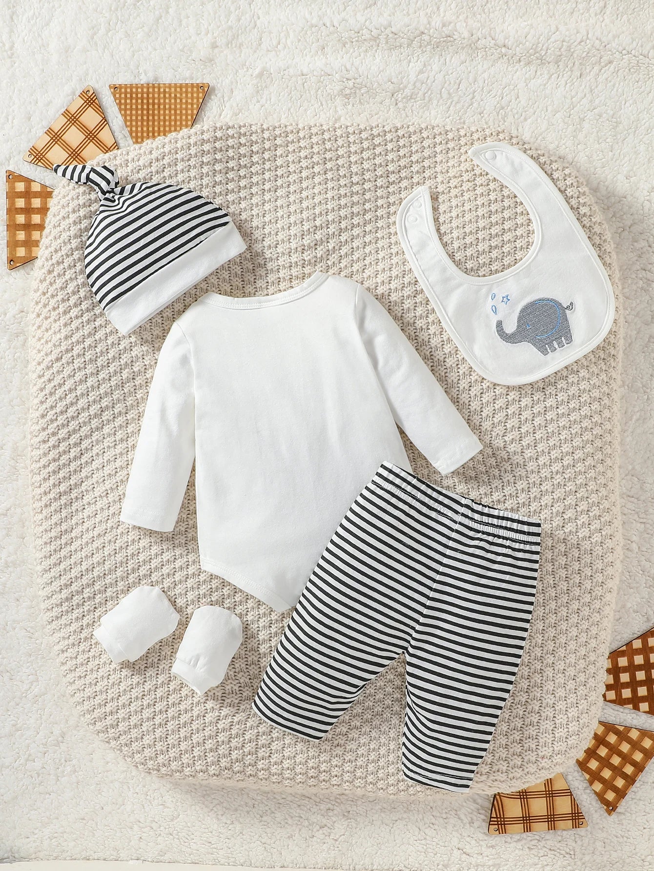 Kit Bebê 5 Peças Elefantinho Listrado