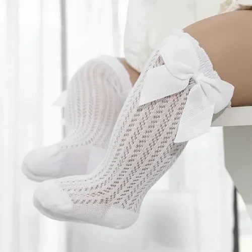 Meia Calça Infantil Missvi Tramada com Laço Lateral