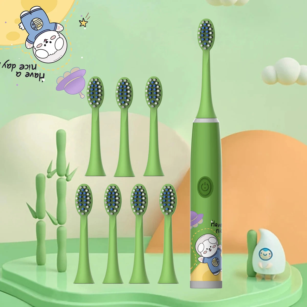 Escova de Dente Elétrica Infantil Missvi Série Espacial Cartoon