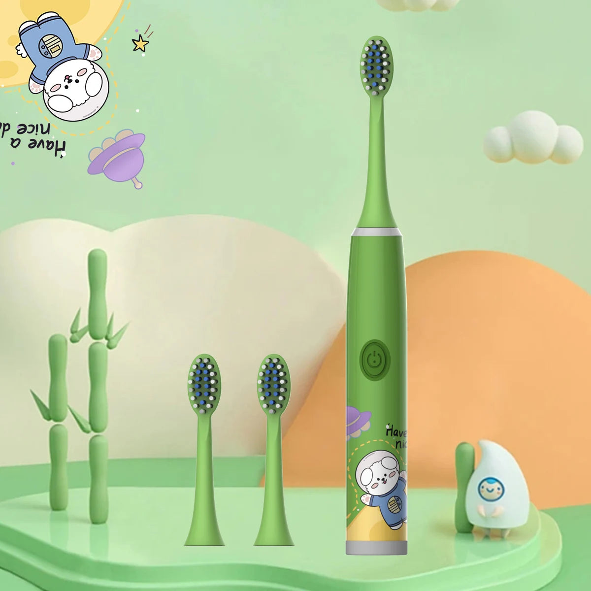 Escova de Dente Elétrica Infantil Missvi Série Espacial Cartoon