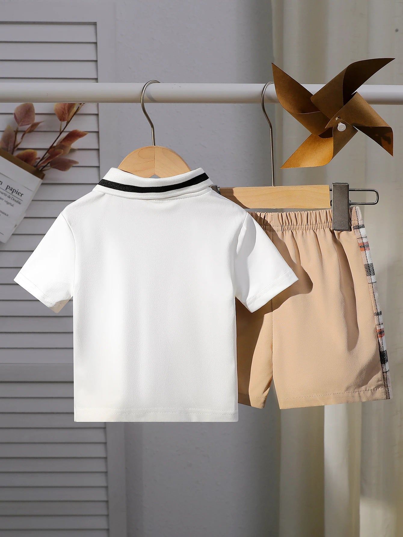 Conjunto Infantil Masculino Polo com Detalhe Xadrez – 2 Peças