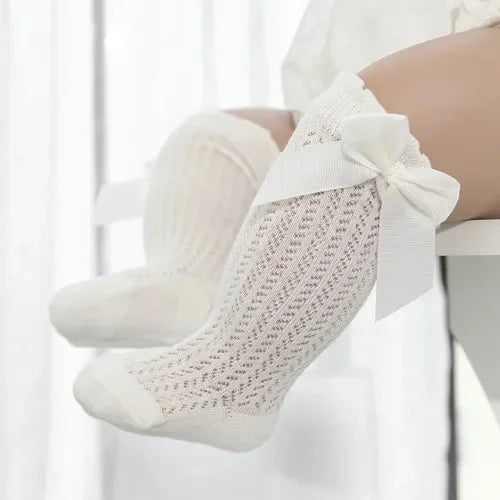 Meia Calça Infantil Missvi Tramada com Laço Lateral