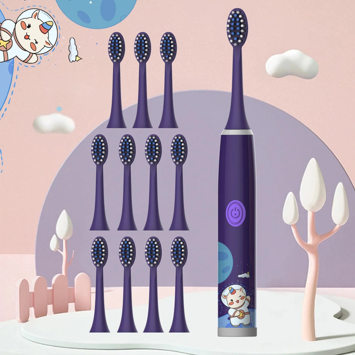 Escova de Dente Elétrica Infantil Missvi Série Espacial Cartoon