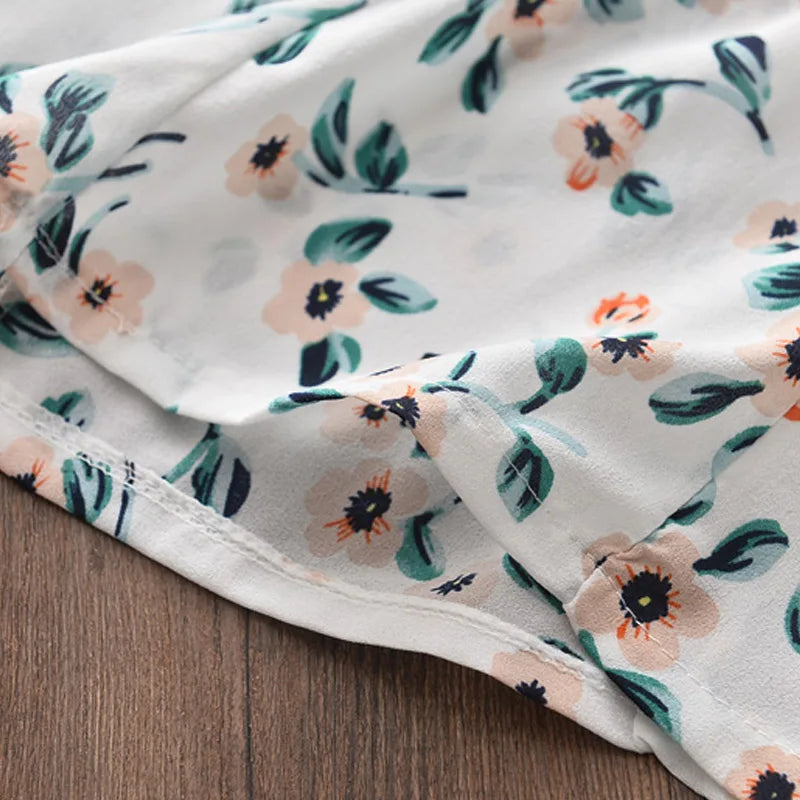 Conjunto Infantil Feminino Bear Leader – Blusa Floral com Babados e Short Verde