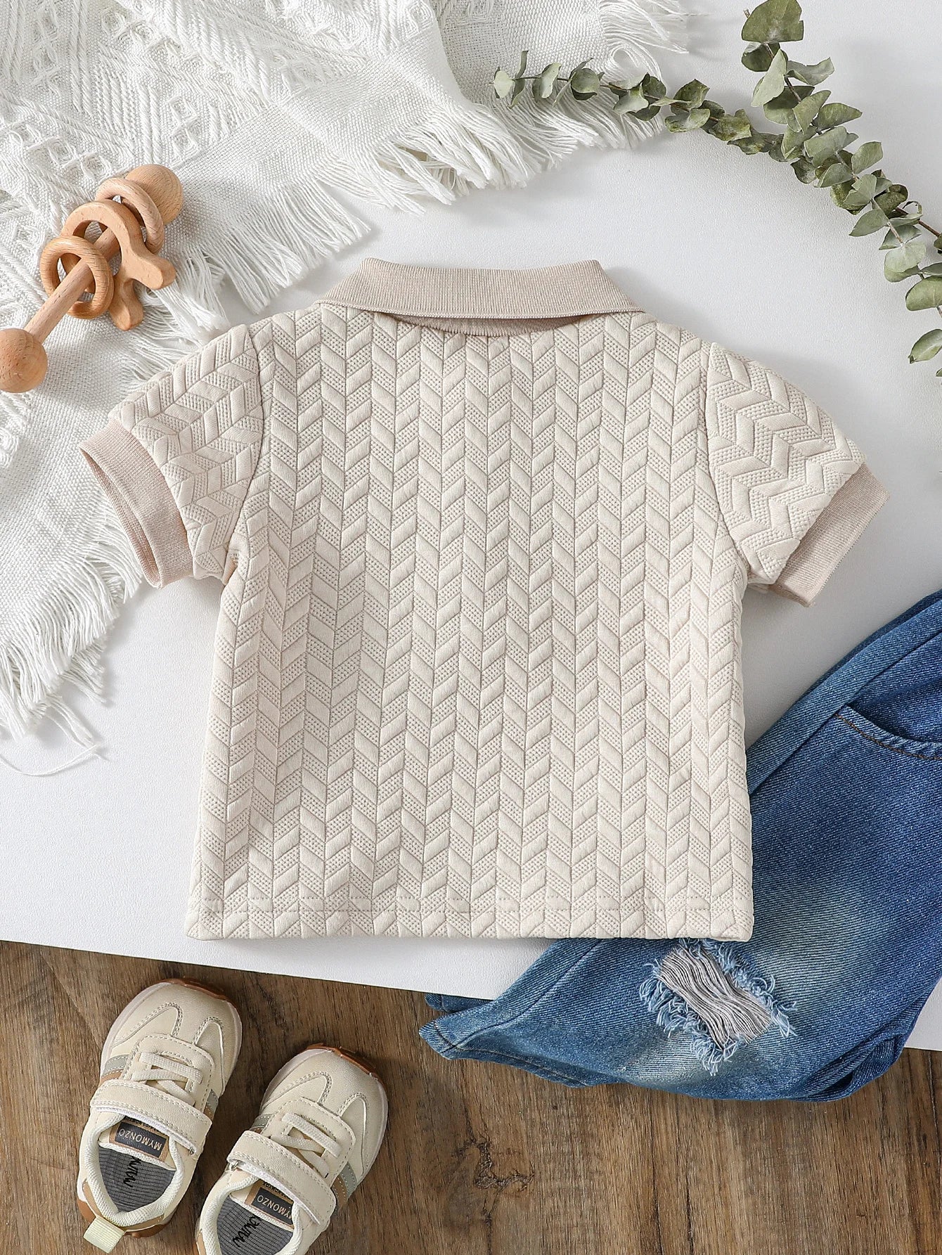 Camisa Polo Infantil Tricot Bege