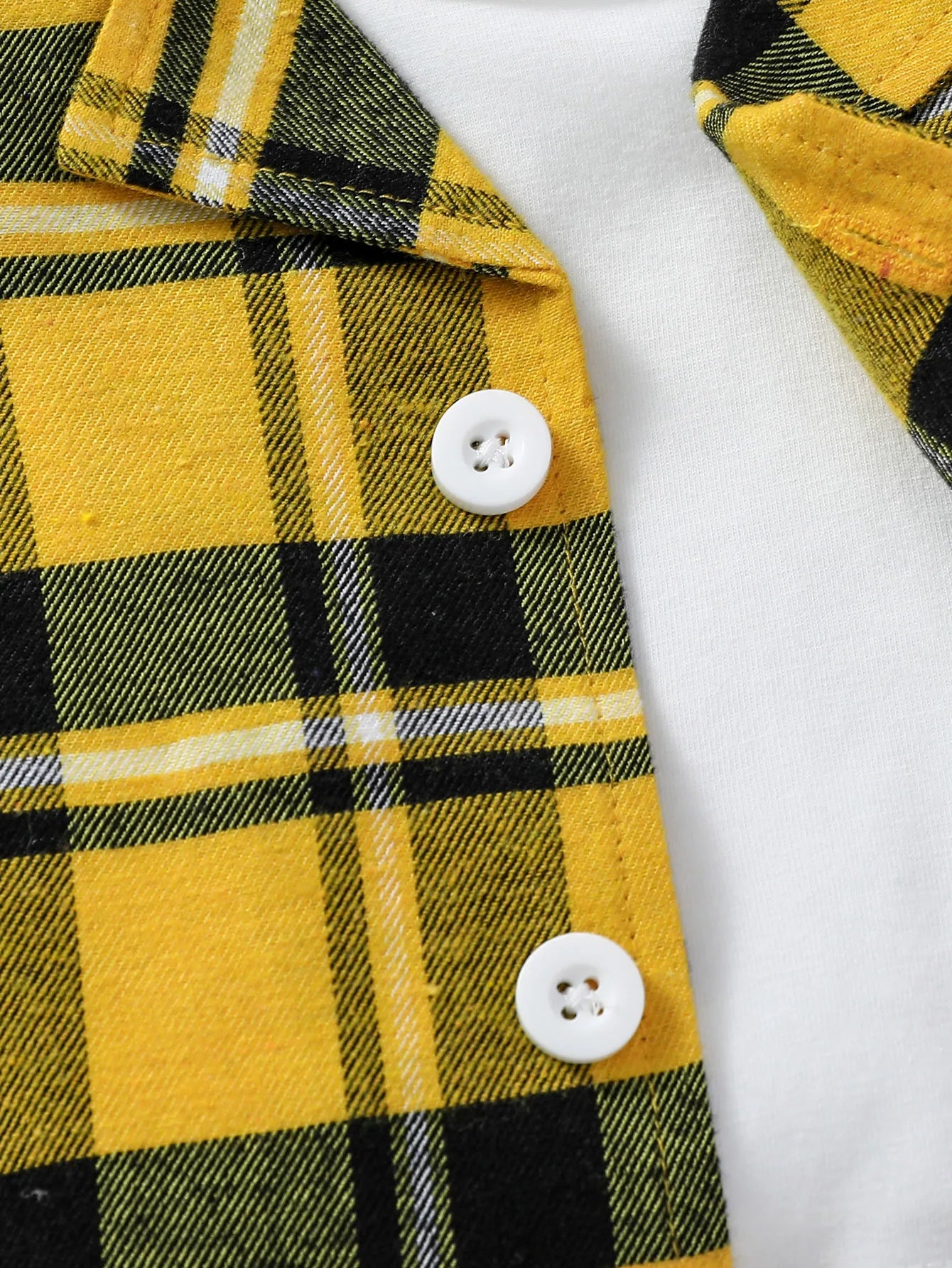 Conjunto Infantil Feminino Xadrez Amarelo com Boina – 4 Peças
