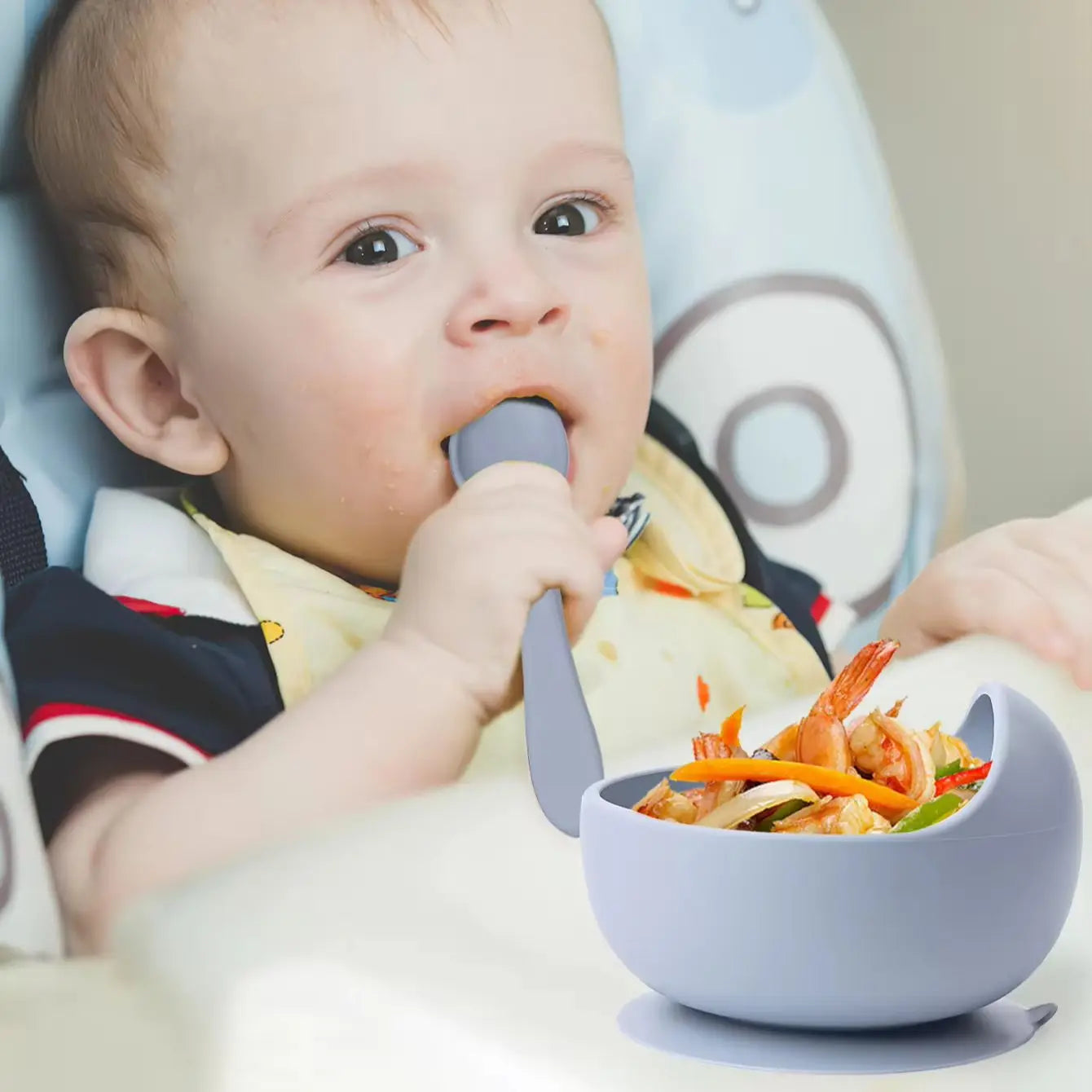 Kit 2 Tigela com Colher de Silicone Infantil com Base Antiderrapante – Segurança, Praticidade e Estilo nas Refeições