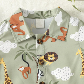 Conjunto Infantil Safari Camisa Verde e Bermuda Marrom
