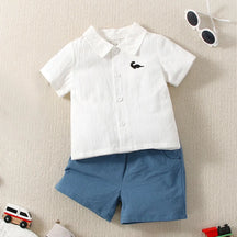 Conjunto Infantil Camisa Social e Shorts de Algodão