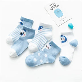 Kit 5 Pares de Meias Infantis com Estampa Animal – Conforto, Estilo e Diversão para os Pequenos