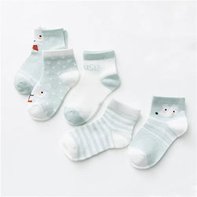 Kit 5 Pares de Meias Infantis com Estampa Animal – Conforto, Estilo e Diversão para os Pequenos