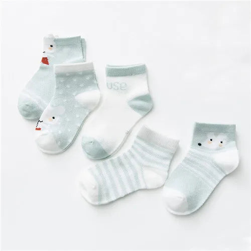 Kit 5 Pares de Meias Infantis com Estampa Animal – Conforto, Estilo e Diversão para os Pequenos