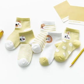 Kit 5 Pares de Meias Infantis com Estampa Animal – Conforto, Estilo e Diversão para os Pequenos