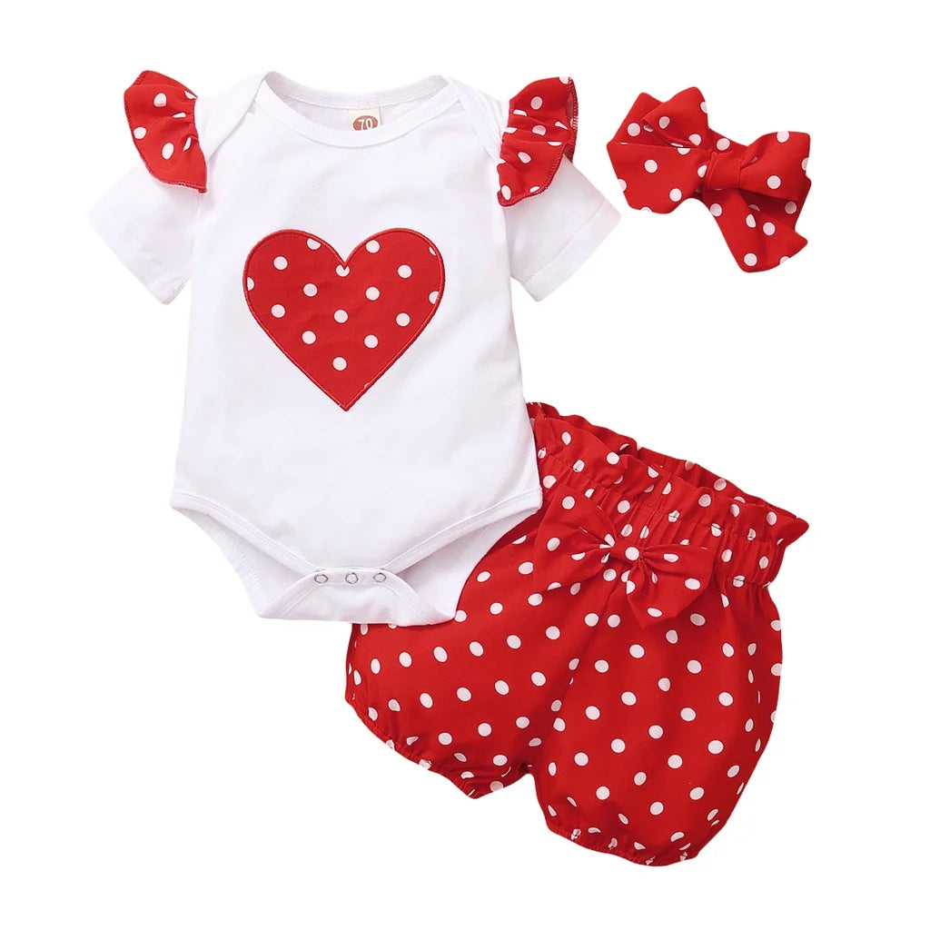 Conjunto Infantil Coração Vermelho com Poás
