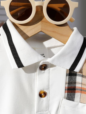 Conjunto Infantil Masculino Polo com Detalhe Xadrez – 2 Peças