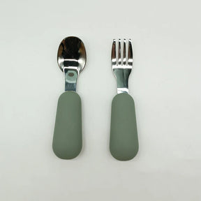 Kit Colher e Garfo Infantil Missvi com Cabo Ergonômico de Silicone