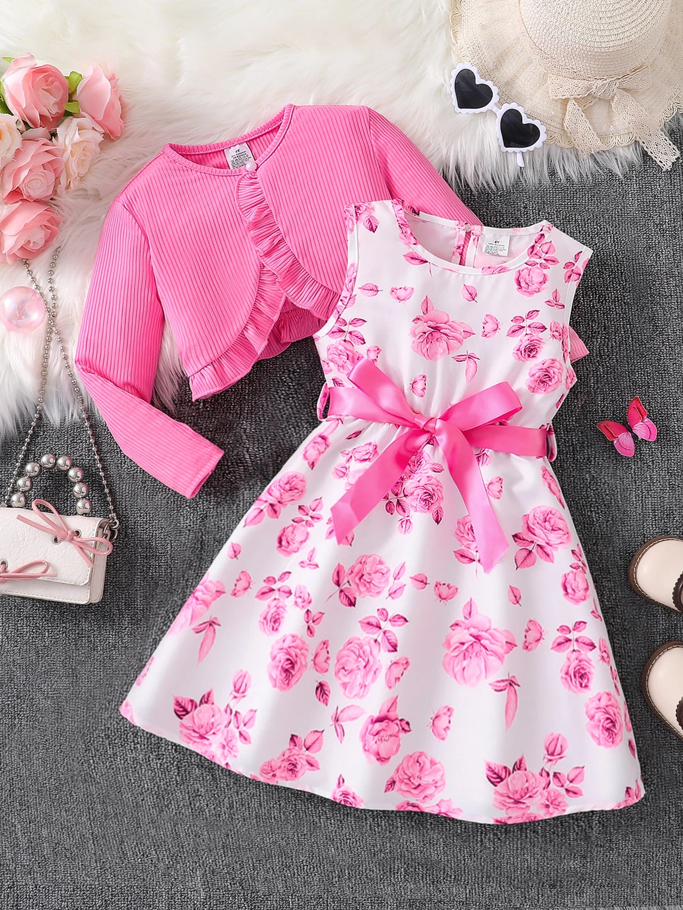 Vestido Infantil Floral com Casaquinho Rosa – Charme e Delicadeza para Todas as Ocasiões