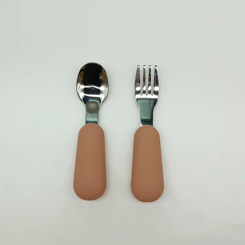 Kit Colher e Garfo Infantil Missvi com Cabo Ergonômico de Silicone