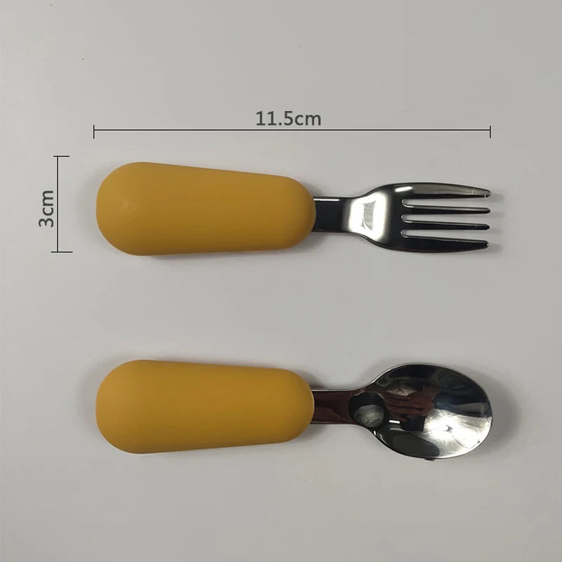 Kit Colher e Garfo Infantil Missvi com Cabo Ergonômico de Silicone