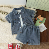 Conjunto Infantil Jeans Camisa e Shorts