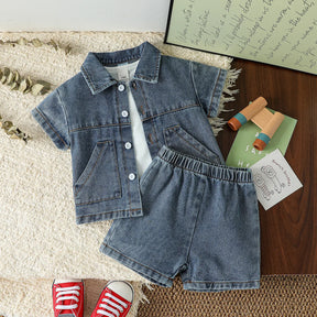 Conjunto Infantil Jeans Camisa e Shorts