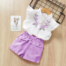 Conjunto Infantil Feminino com Blusa Bordada e Short Rosa – Delicadeza e Conforto