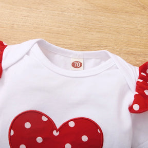 Conjunto Infantil Coração Vermelho com Poás