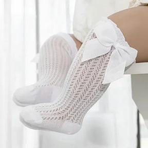Meia Calça Infantil Missvi Tramada com Laço Lateral