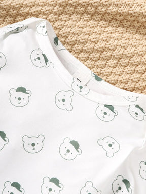 Jardineira Infantil Verde com Camiseta Estampada