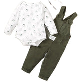 Jardineira Infantil Verde com Camiseta Estampada