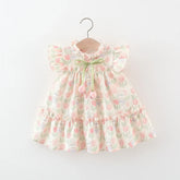 Vestido Infantil Feminino Estampado Coelhinhos e Flores com Laço – Conforto e Encanto para Todas as Ocasiões