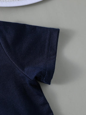 Conjunto Infantil Masculino Polo Azul Marinho e Bermuda Branca