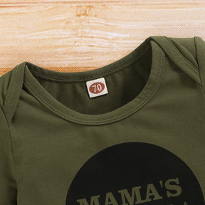 Conjunto Bebê Militar "Mama’s Boy" com Body, Calça e Gorro