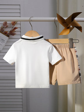 Conjunto Infantil Masculino Polo com Detalhe Xadrez – 2 Peças