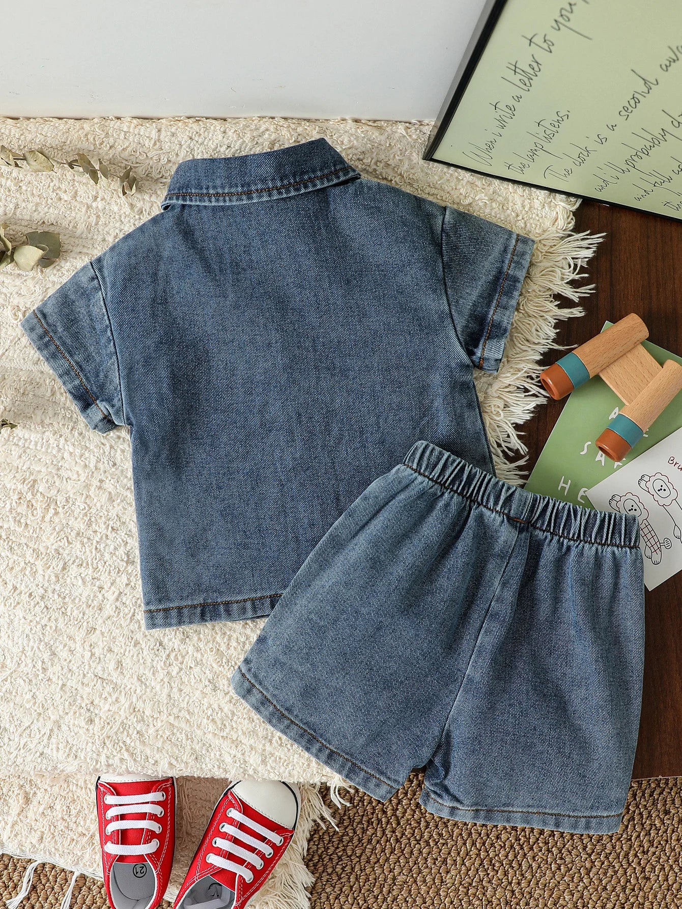 Conjunto Infantil Jeans Camisa e Shorts