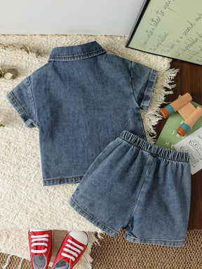 Conjunto Infantil Jeans Camisa e Shorts