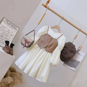 Vestido Infantil Creme com Colete Caramelo