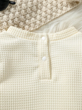 Conjunto Infantil Xadrez com Body de Manga Longa e Saia Plissada