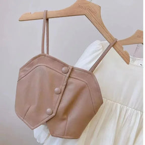 Vestido Infantil Creme com Colete Caramelo