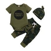 Conjunto Bebê Militar "Mama’s Boy" com Body, Calça e Gorro