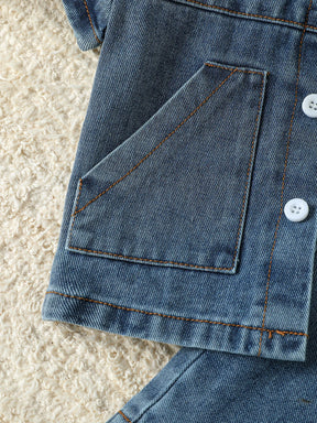 Conjunto Infantil Jeans Camisa e Shorts