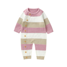 Macacão Infantil Tricot Listrado Azul e Branco